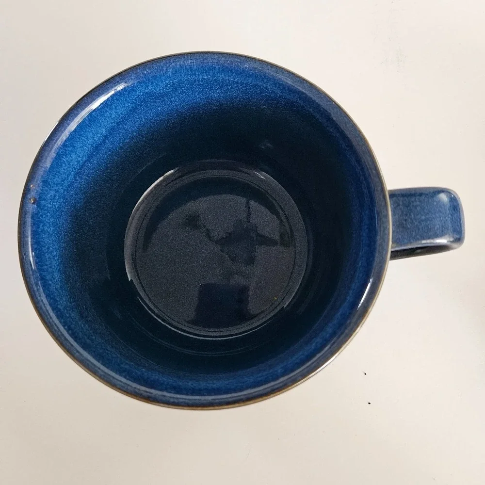 Pier 1 Blue Stoneware Stackable Tea Set Tea Pot Lid and Cup Mug Glazed